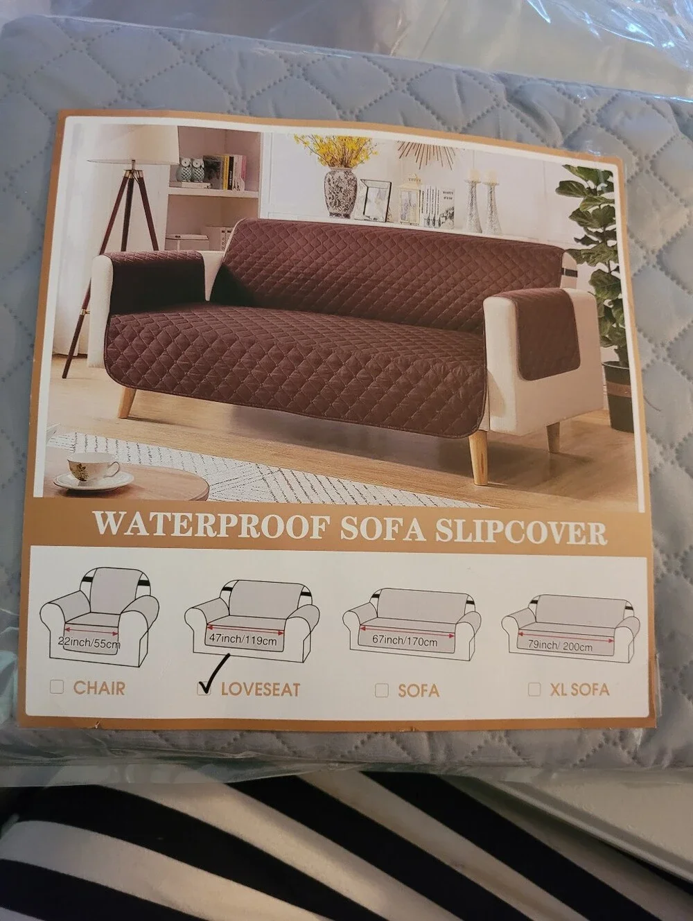Waterproof Quilted Sofa Slipcover - Gray Loveseat